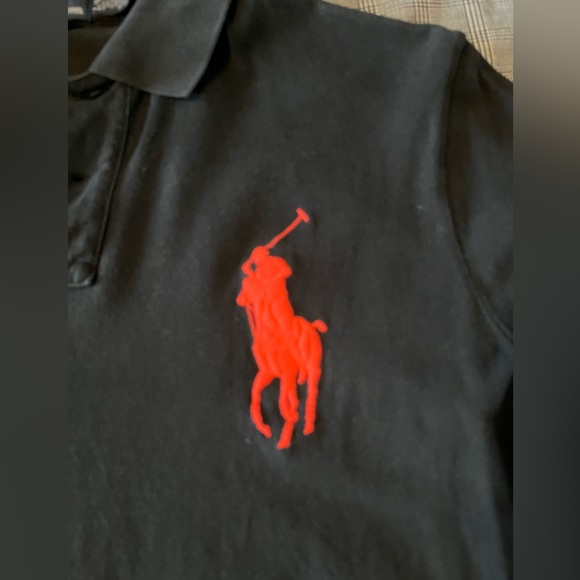 Polo Ralph Lauren Big Pony Polo Shirt LARGE - Black with Red/Pink detail - GUC - Picture 2 of 5
